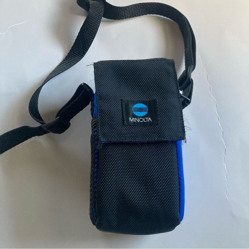 Minolta Camera Case Travel Carrying Case Mesh Side Pocket 6"x 3" Blue Black